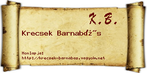 Krecsek Barnabás névjegykártya